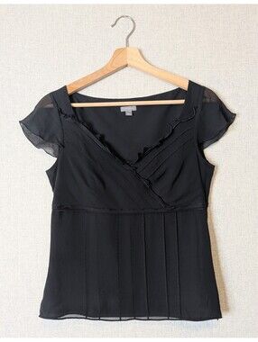 Ann Taylor 100% silk balletcore flutter sleeve blouse
